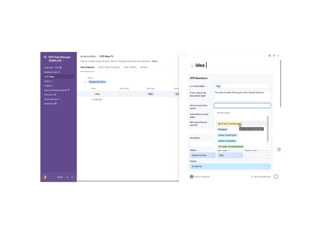 Auto-question GTD Template