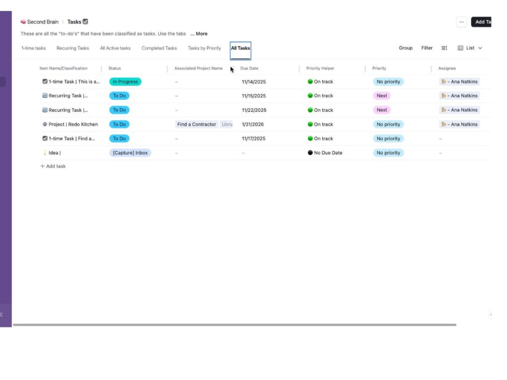 Task View of Template
