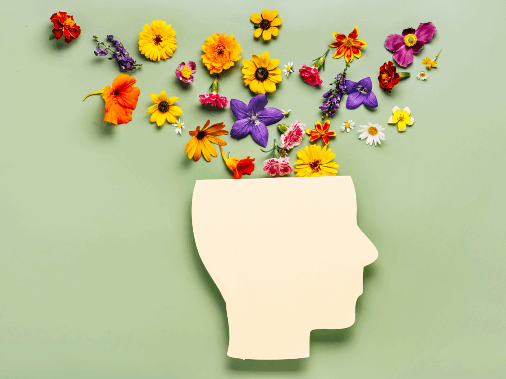 Image of head with flowers demonstrating "clutter" 